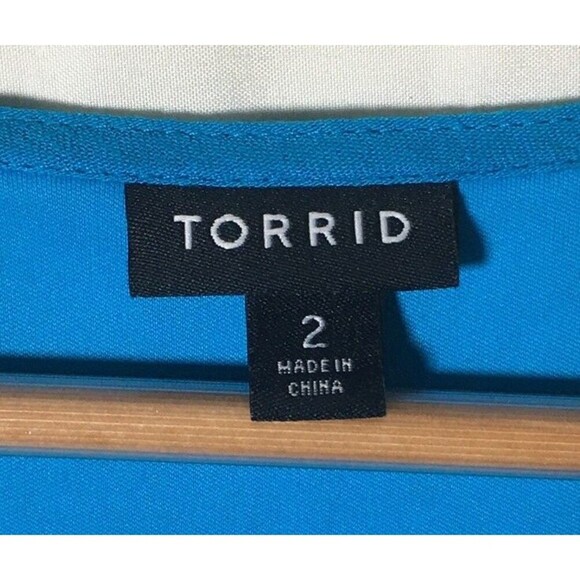 Torrid Dress Women's Size 2X Blue Lace Trim V-Neck Tie Closure Short Sleeve - Picture 7 of 8